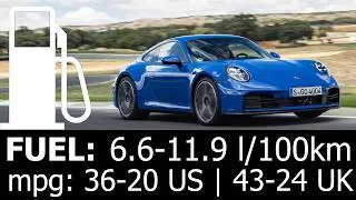 Thumbnail: Porsche 911 Carrera highway fuel consumption economy l/100 km mpg range test 2026 992.2