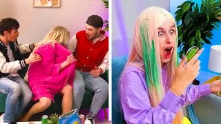 Thumbnail: OMG! 😱 PRANK WITH A GREEN DYE HAIRBRUSH 😈 And Other Funny Pranks By 123GO! House