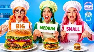 Thumbnail: Big vs Medium vs Small Plate Challenge! 🍔 Who Wins? by 123 GO! LIKE