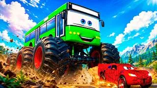 Thumbnail: GIANT MONSTER BUS EATER VS SPIDER CAR & LIGHTNING MCQUEEN!  EPIC MONSTER ESCAPE | BEAMNG DRIVE #1000