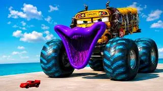 Thumbnail: Giant HUNGRY Bus Eater VS Spider Car Lightning McQueen Escape From Monster Beamng Drive #1000