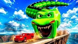 Thumbnail: Giant HUNGRY Snake Eater VS Spider Car Lightning McQueen Escape From Monster Beamng Drive #74