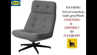 Thumbnail: HAVBERG Swivel Armchair, Lejde Grey/Black | Unboxing & Assembly by 1CLIQKART