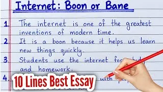 Thumbnail: 10 Lines on Internet: Boon or Bane | Easy English Essay for Kids | Class 1–8