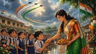Thumbnail: 90s 15 अगस्त का जश्न 🇮🇳 | स्कूल में आज़ादी का दिन, खेल और बचपन की यादें | GhibliInspired | Nostalgia