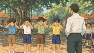 Thumbnail: 90s स्कूल की यादें | लेट पहुँचे, सज़ा मिली, क्लास की शरारतें और कबड्डी | 90s Nostalgia Ghibli Style