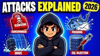Thumbnail: Every Cyber Attack Explained in 5 Minutes (2026) | Ransomware, Phishing, DDoS, SQL Injection & More