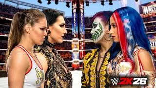 Thumbnail: Extreme Rules Women's Tag Team: Ronda Rousey & Rhea Ripley vs Sasha Banks & Asuka | WWE Gameplay
