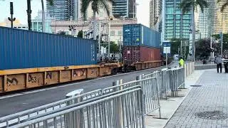 Thumbnail: FEC freight train across Biscayne Blvd in Downtown Miami