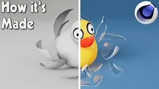 Thumbnail: HOW IT'S MADE: Exploding Rubber Duck in Cinema 4D 🦆💥 | Glass & Pressure Simulation