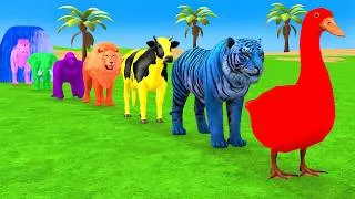 Thumbnail: Long Slide Game with Dinosaur Lion Cow Hippopotamus Gorilla 3d Animal Game Funny 3d Animals