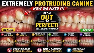 Thumbnail: Extremely Protruding Canine Fixed with Braces 🦷 Complete Orthodontic Smile Transformation 