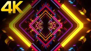 Thumbnail: 4K Abstract Neon Square Tunnel | Sci-Fi Cyberpunk Mind Relax Background Video Loop Screensaver