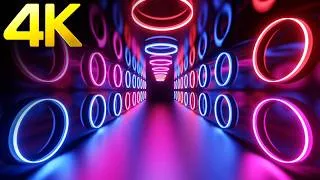 Thumbnail: 4K Abstract NeonLights Tunnel Metallic blue & Pink Color Mind Relax Background Video Screensaver