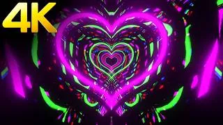 Thumbnail: 4k Romantic Hypnotic Neon Heart Tunnel | Free Royality Baground Video Loop | Abstract Trippy Visuals