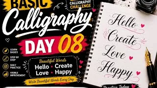 Thumbnail: Basic Calligraphy Day 8 ✍️ | Beautiful English Words | Beginner Calligraphy Practice