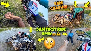 Thumbnail: Sam First Ride on Bmw😱 Gone Wrong | Bmw gs Crash kardi Sam ne omg😡