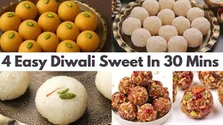 Thumbnail: 4 Quick & Easy Diwali Ladoo Recipes in 30 Minutes | 4 Easy Diwali Sweets Recipes