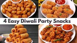 Thumbnail: 4 Quick & Easy Diwali Party Snacks Recipes in 30 Minutes | 4 Easy & Tasty Diwali Party Snacks