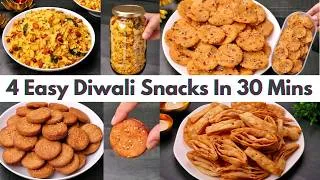 Thumbnail: 4 Easy & Tasty Diwali Snacks Recipes in 30 Minutes | 4 Quick & Easy Diwali Snacks Recipes