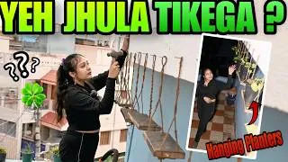 Thumbnail: Golden pothos ke liye dining table tod ke jhula bana diya ❌💀🌿DIY hanging planter setup… but risky 😭🌿