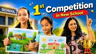 Thumbnail: FIRST COMPETITION IN NEW SCHOOL ✨️🏅🤩🏫 👩‍🏫 | Aayu & Vanu Ki Preparations | Aayu and Vanu
