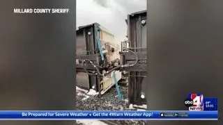 Thumbnail: Storm topples train cars, power lines; damages homes in Millard County