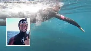 Thumbnail: California woman hits halfway mark in bid to become first to swim state's entire 900-mile coastline