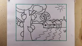 Thumbnail: Summer Season Scenery Drawing | Peaceful Village Landscape | ABC Drawing