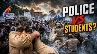 Thumbnail: Police vs Students? 😳 Jantar Mantar To Parliament Protest | Tear Gas, Lathi Charge | Delhi Vlog