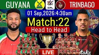 Thumbnail: Guyana Amazon Warriors vs Trinbago Knight Riders | Match 22 | CPL 2026 LIVE |Preview & Playing XI