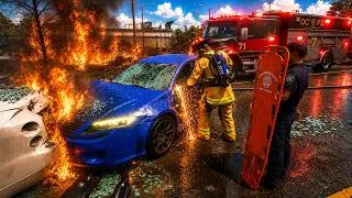 Thumbnail: Extricating TRAPPED Victims From EXPLOSIVE Car Fire in Firefighter Simulator Ignite