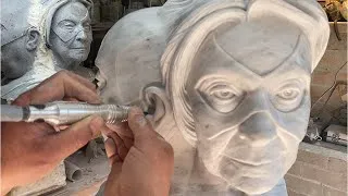 Thumbnail: Extraordinary Stone Carving in Detail: Double-Headed Bust Carved from Carrara Marble