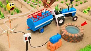 Thumbnail: diy mini tractor water tanker machine with mini well science project @AdgeCreator