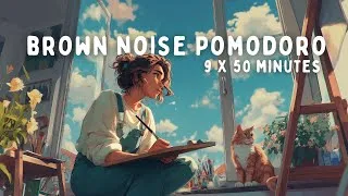 Thumbnail: 10 Hour Pomodoro | 50/10 Intervals | study, work, create 🎨  with BROWN NOISE for ADHD Focus 🎧📚