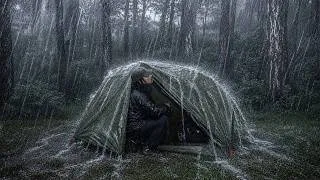 Thumbnail: AMAZING RAINSTORM CAMPING 🌧 | SOLO CAMPING IN HEAVY RAIN AND THUNDERSTORM ⚡