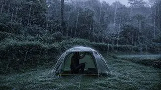 Thumbnail: AMAZING RAINSTORM CAMPING 🌧 | SOLO CAMPING IN HEAVY RAIN AND THUNDERSTORM ⚡