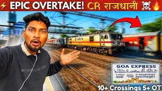 Thumbnail: “Rajdhani Express Ovetakes Goa Express!|15+ Crossings|Hazrat Nizamudin-Madgaon|⚡️*Peak Railfanning*🚂