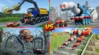 Thumbnail: Tiles Hop EDM Rush 🎶 Lightning McQueen vs Giant Mutants 🏎 Zoombie Car Monster 🆚 TRUCK / TILES