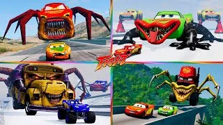 Thumbnail: ULTIMATE CLASH! 🤯 Lightning McQueen vs MECHA TITANS 🆚 Tiles Hop EDM Rush! 🏎 SCHOOL BUS EATER / TIELS