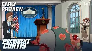 Thumbnail: EARLY PREVIEW: Press Conference Gone Awry | President Curtis | adult swim