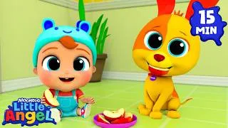 Thumbnail: Bingo and Baby John Try Healthy Foods 🍎 Little Angel Kids Songs | Food For Kids