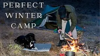 Thumbnail: Freezing Winter Camp in Unique Backcountry Spot - Warm Campfire & Canine Companion