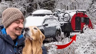 Thumbnail: Snow camping in a teardrop trailer w/ my dog | Bean Trailer Review