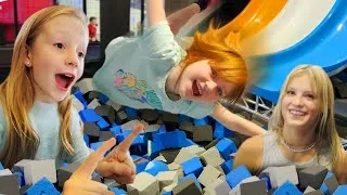 Thumbnail: ADLEY & NASTYA NiNJA JUMP PARK!! Payton teaches GYMNASTiCS & Ninja Kidz trampoline tricks!