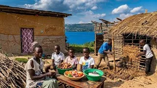 Thumbnail: Traditional African Village Life | Fried Potatoes, Millet Porridge & Mud Kitchen Construction