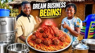 Thumbnail: We Started Our Dream Business in the Village! 🥹 Biggest Shopping + Giant Spaghetti Volcano 🌋