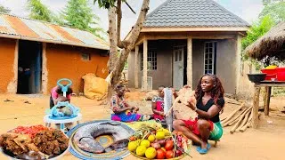 Thumbnail:  Building Our Village dream Girls bedroom Turning Scary Fish to a delicious Homemade meal 😋 