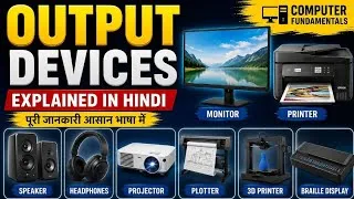 Thumbnail: Output Devices Explained in Hindi | Monitor, Printer, Speaker, Projector & More - Aftis Skills
