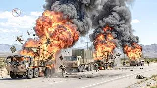 Thumbnail: Russian Thousands of Trucks Stranded by Fuel Crisis on Major Highway Destroyed by Missile Strike